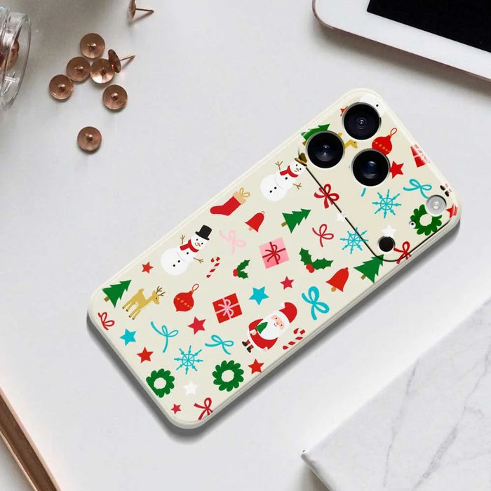 For iPhone 18 Pro Max / 17 Pro Max Case Christmas Decorations Pattern Printing Straight Edge TPU Phone Back Cover - Beige - 6