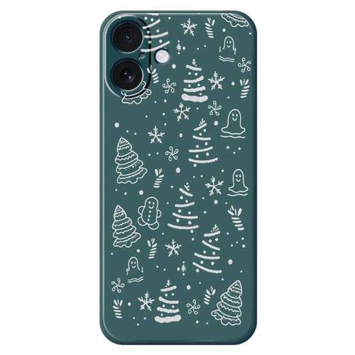 For iPhone 17 Case Snowflake Gingerbread Pattern Printing Straight Edge TPU Phone Back Cover - Green - 1