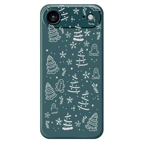 For iPhone Air Case Snowflake Gingerbread Pattern Printing Straight Edge TPU Phone Back Cover - Green - 1