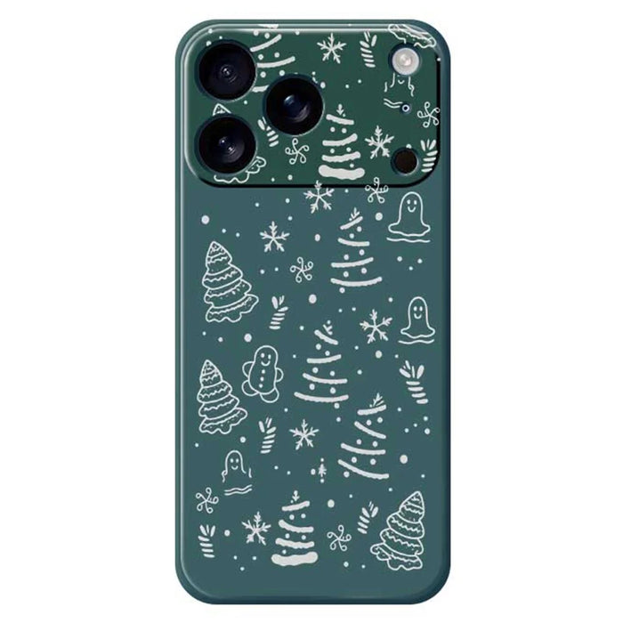 For iPhone 18 Pro / 17 Pro Case Snowflake Gingerbread Pattern Printing Straight Edge TPU Phone Back Cover - Green - 1