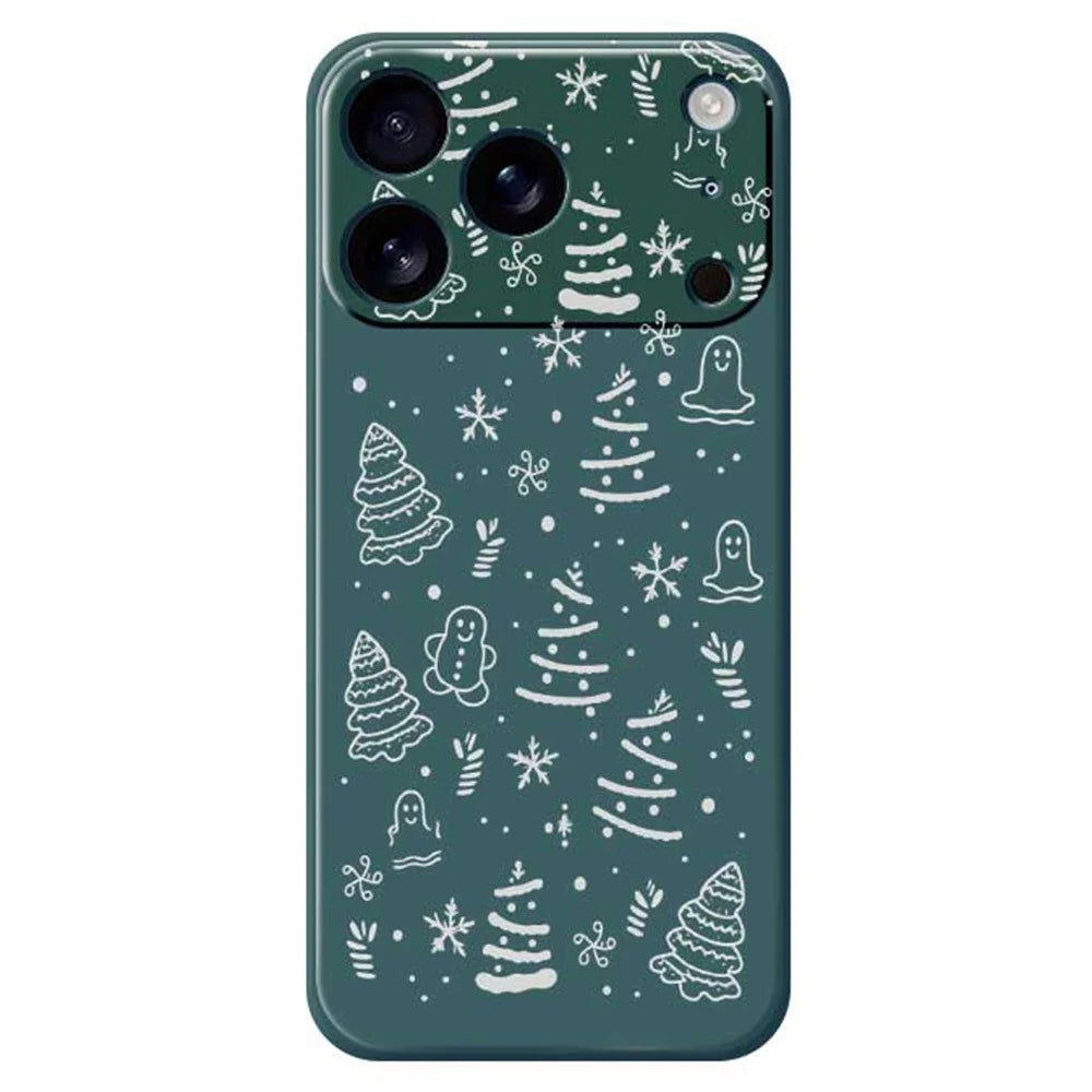 For iPhone 18 Pro Max / 17 Pro Max Case Snowflake Gingerbread Pattern Printing Straight Edge TPU Phone Back Cover - Green - 1