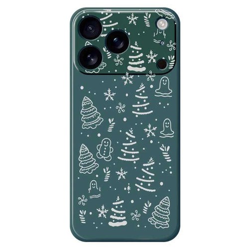For iPhone 18 Pro Max / 17 Pro Max Case Snowflake Gingerbread Pattern Printing Straight Edge TPU Phone Back Cover - Green - 1
