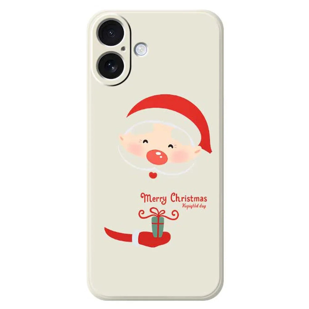 For iPhone 17 Case Santa Claus Gift Pattern Printing Straight Edge TPU Phone Back Cover - Beige - 1