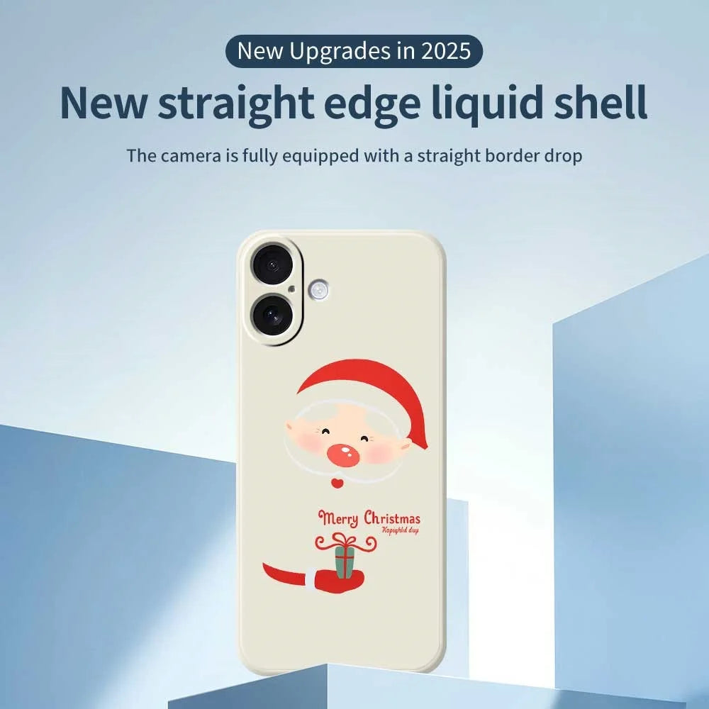 For iPhone 17 Case Santa Claus Gift Pattern Printing Straight Edge TPU Phone Back Cover - Beige - 2