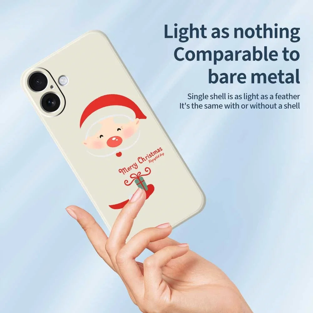 For iPhone 17 Case Santa Claus Gift Pattern Printing Straight Edge TPU Phone Back Cover - Beige - 3