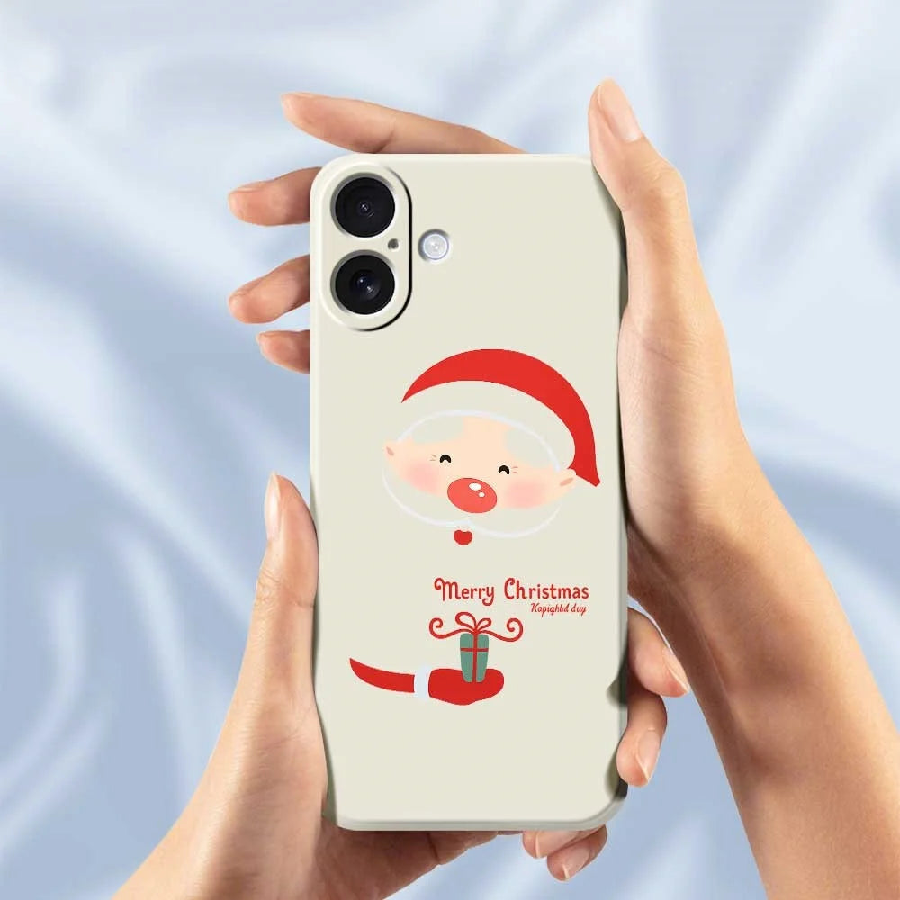For iPhone 17 Case Santa Claus Gift Pattern Printing Straight Edge TPU Phone Back Cover - Beige - 4