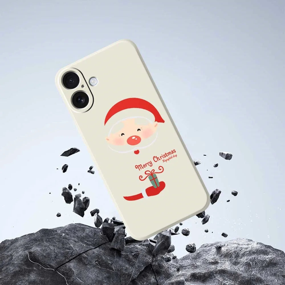 For iPhone 17 Case Santa Claus Gift Pattern Printing Straight Edge TPU Phone Back Cover - Beige - 5