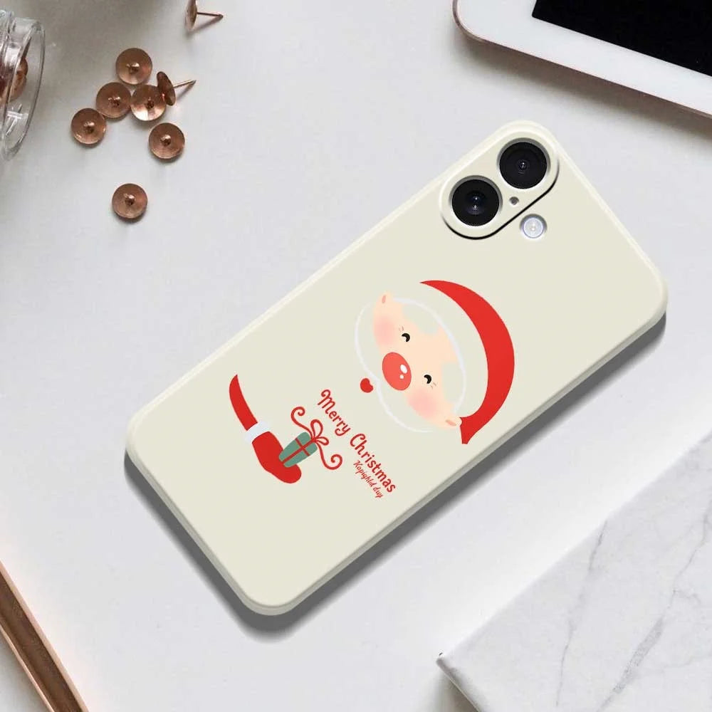 For iPhone 17 Case Santa Claus Gift Pattern Printing Straight Edge TPU Phone Back Cover - Beige - 6