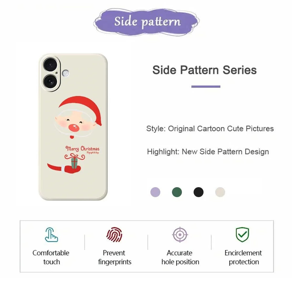 For iPhone 17 Case Santa Claus Gift Pattern Printing Straight Edge TPU Phone Back Cover - Beige - 7