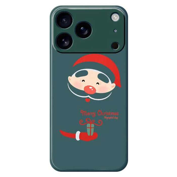 For iPhone 18 Pro / 17 Pro Case Santa Claus Gift Pattern Printing Straight Edge TPU Phone Back Cover - Green - 1