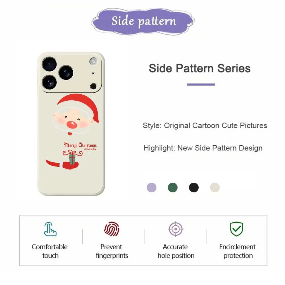 For iPhone 18 Pro Max / 17 Pro Max Case Santa Claus Gift Pattern Printing Straight Edge TPU Phone Back Cover - Beige - 7