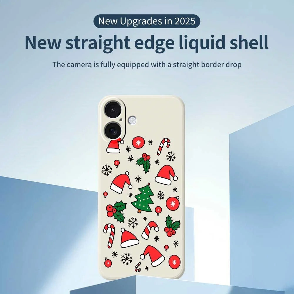 For iPhone 17 Case Santa Hats and Canes Pattern Printing Straight Edge TPU Phone Back Cover - Beige - 2