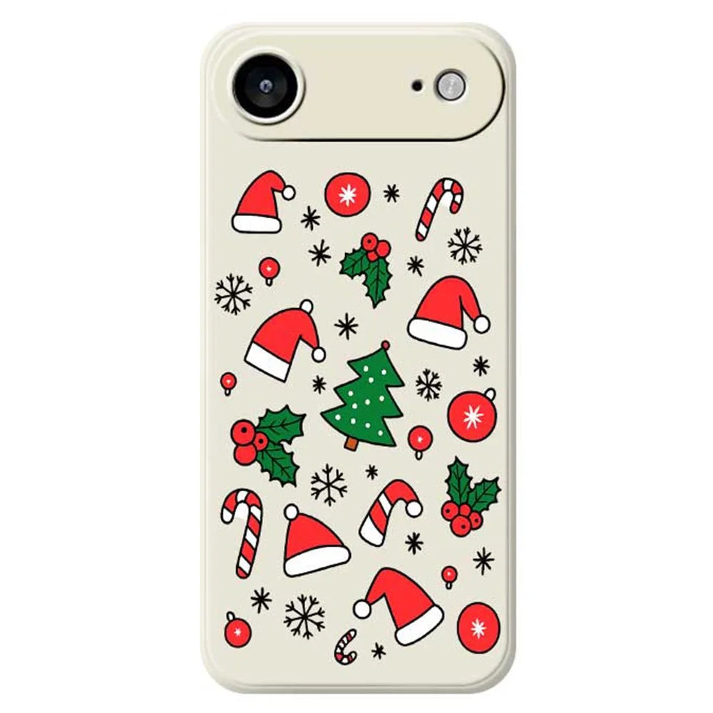 For iPhone Air Case Santa Hats and Canes Pattern Printing Straight Edge TPU Phone Back Cover - Beige - 1
