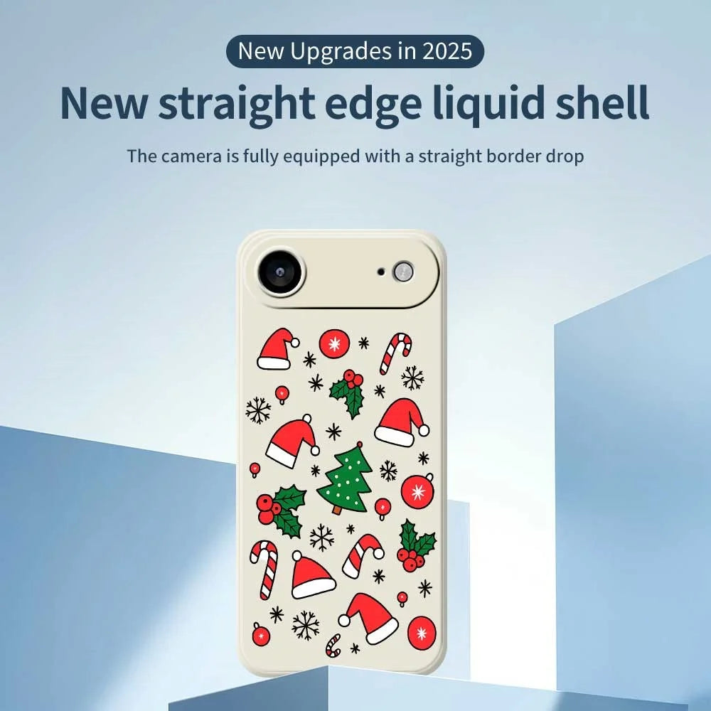 For iPhone Air Case Santa Hats and Canes Pattern Printing Straight Edge TPU Phone Back Cover - Beige - 2