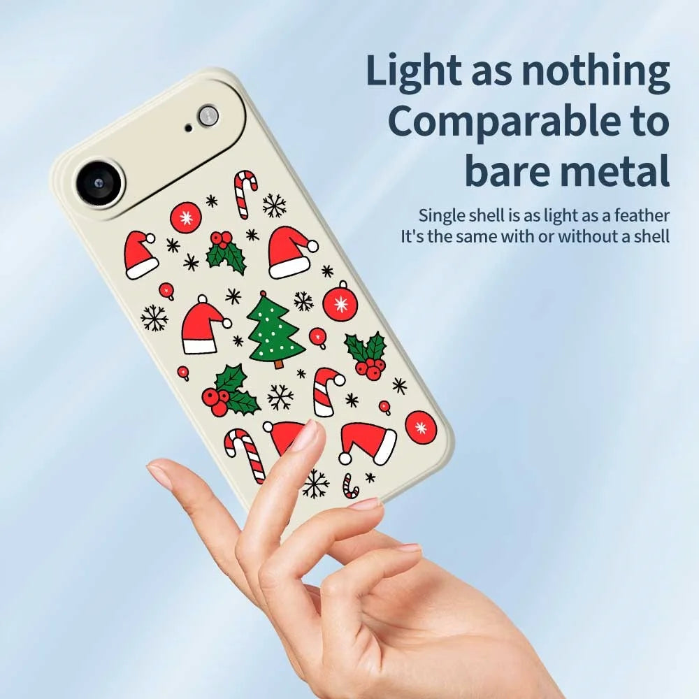 For iPhone Air Case Santa Hats and Canes Pattern Printing Straight Edge TPU Phone Back Cover - Beige - 3