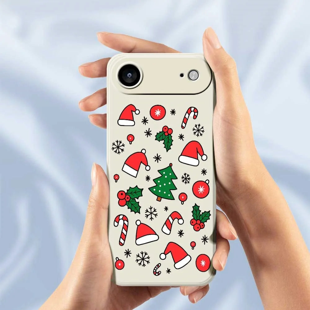 For iPhone Air Case Santa Hats and Canes Pattern Printing Straight Edge TPU Phone Back Cover - Beige - 4