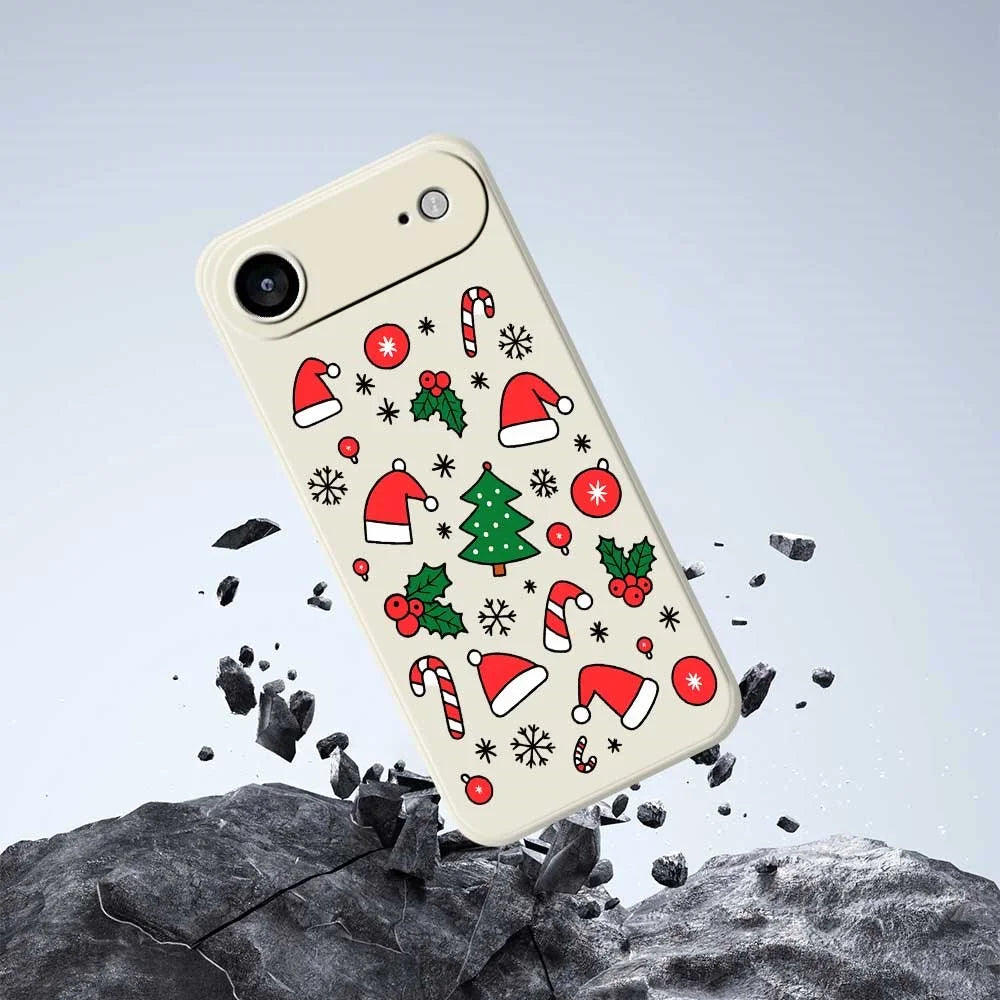 For iPhone Air Case Santa Hats and Canes Pattern Printing Straight Edge TPU Phone Back Cover - Beige - 5