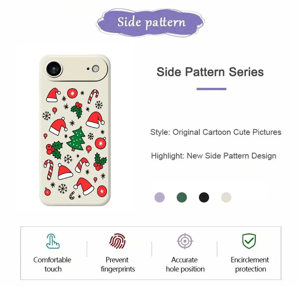 For iPhone Air Case Santa Hats and Canes Pattern Printing Straight Edge TPU Phone Back Cover - Beige - 7