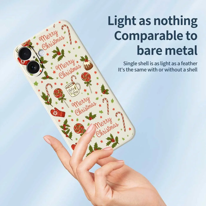 For iPhone 17 Case Christmas Candy Gloves Pattern Printing Straight Edge TPU Phone Back Cover - Beige - 3