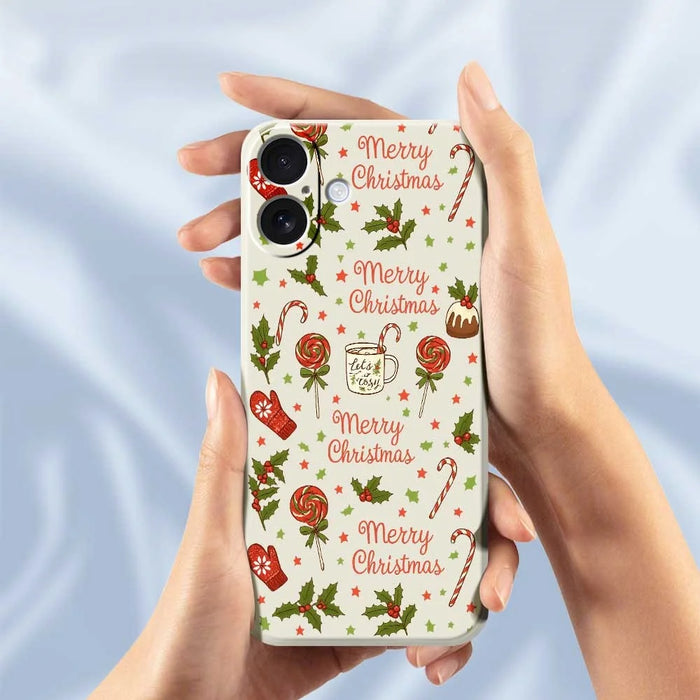 For iPhone 17 Case Christmas Candy Gloves Pattern Printing Straight Edge TPU Phone Back Cover - Beige - 4