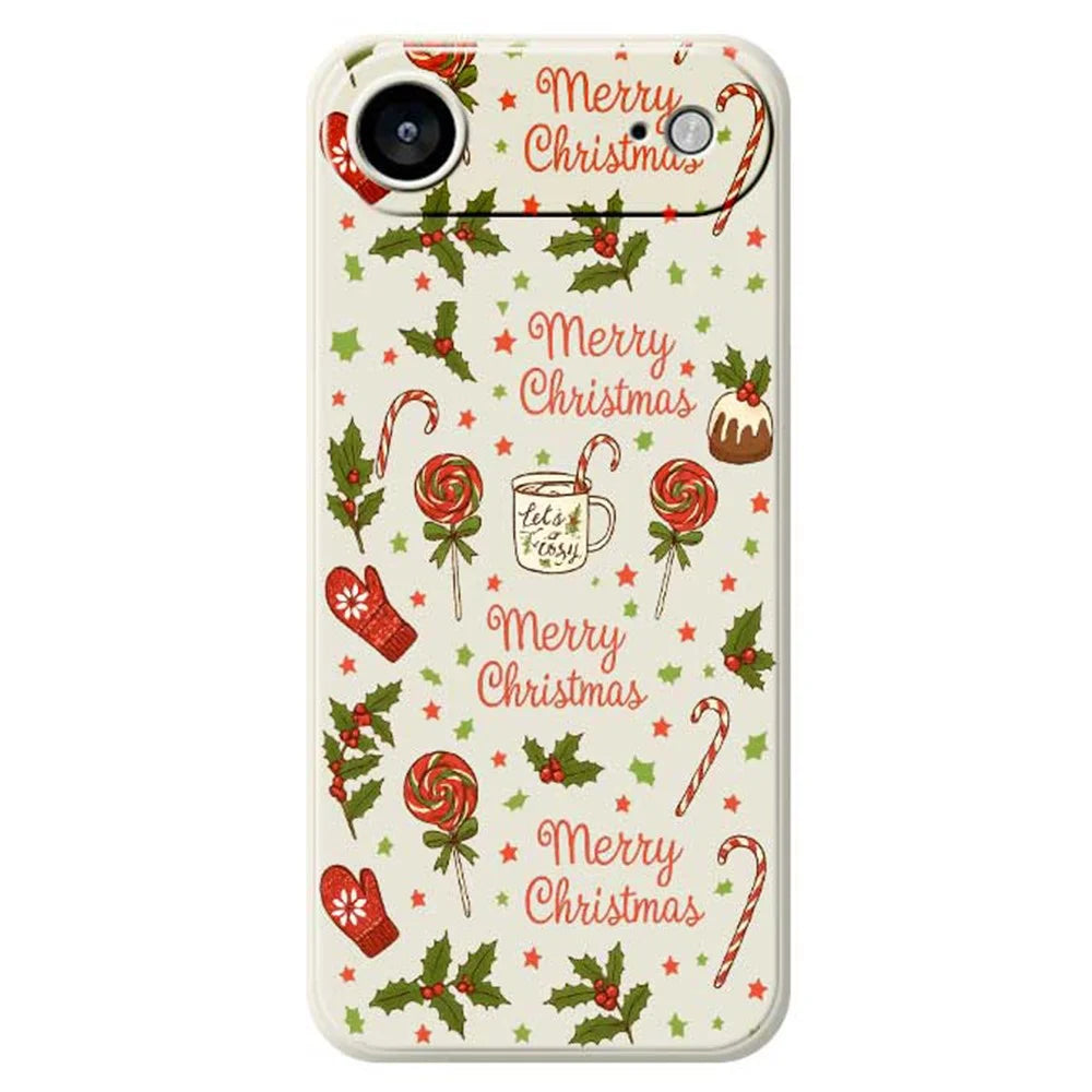 For iPhone Air Case Christmas Candy Gloves Pattern Printing Straight Edge TPU Phone Back Cover - Beige - 1