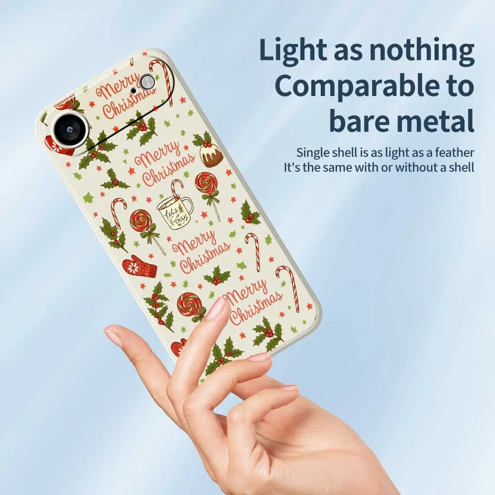 For iPhone Air Case Christmas Candy Gloves Pattern Printing Straight Edge TPU Phone Back Cover - Beige - 3