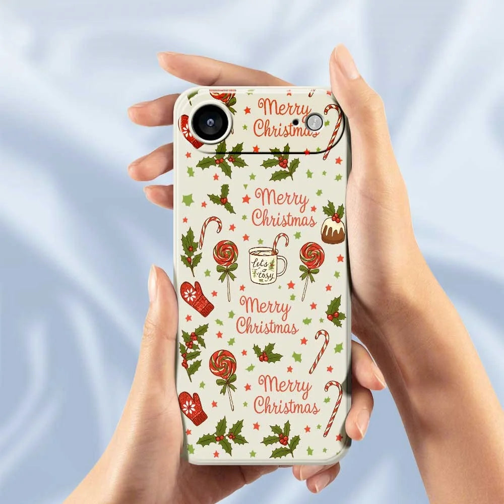 For iPhone Air Case Christmas Candy Gloves Pattern Printing Straight Edge TPU Phone Back Cover - Beige - 4