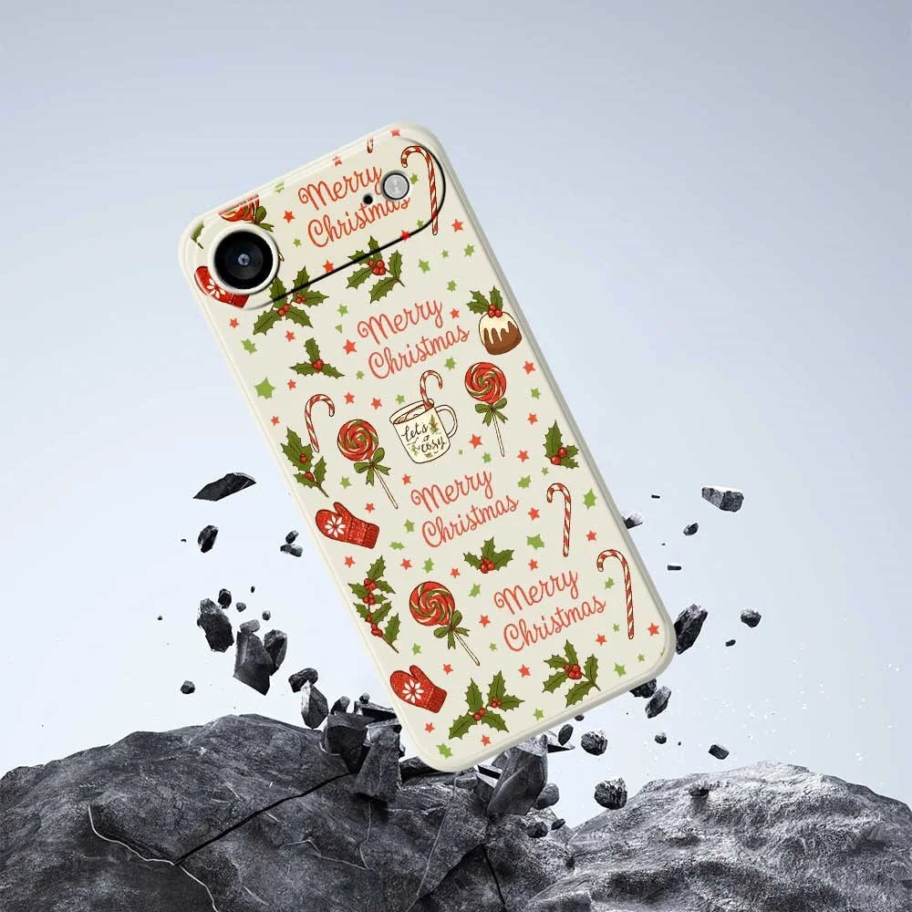 For iPhone Air Case Christmas Candy Gloves Pattern Printing Straight Edge TPU Phone Back Cover - Beige - 5