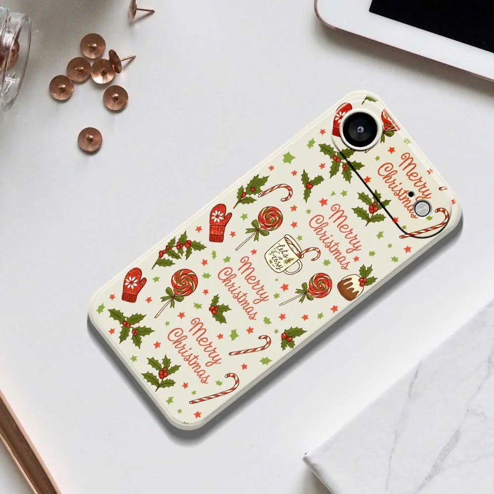 For iPhone Air Case Christmas Candy Gloves Pattern Printing Straight Edge TPU Phone Back Cover - Beige - 6