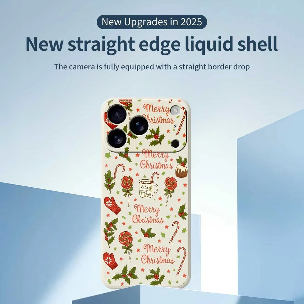 For iPhone 18 Pro / 17 Pro Case Christmas Candy Gloves Pattern Printing Straight Edge TPU Phone Back Cover - Beige - 2