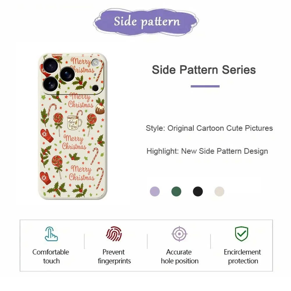 For iPhone 18 Pro / 17 Pro Case Christmas Candy Gloves Pattern Printing Straight Edge TPU Phone Back Cover - Beige - 7
