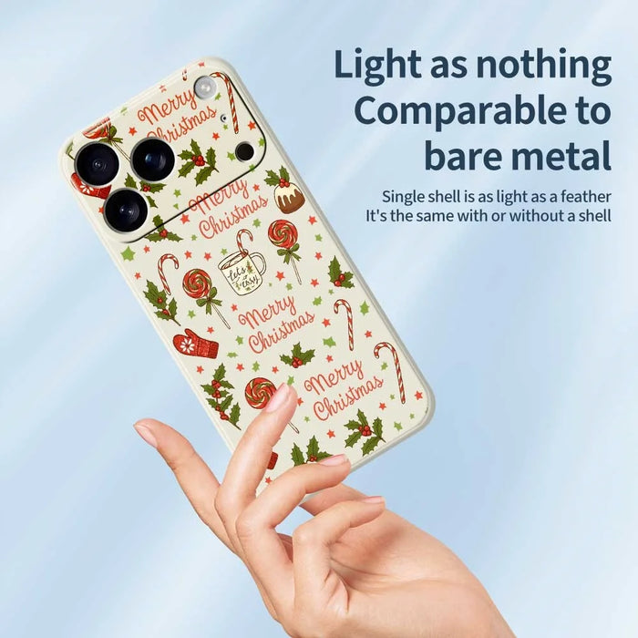 For iPhone 18 Pro Max / 17 Pro Max Case Christmas Candy Gloves Pattern Printing Straight Edge TPU Phone Back Cover - Beige - 3