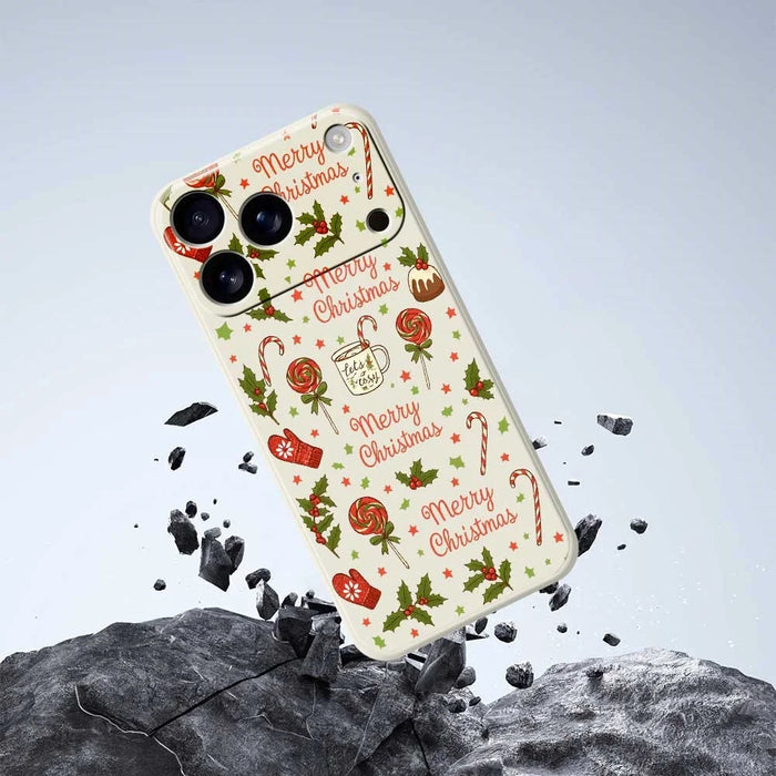 For iPhone 18 Pro Max / 17 Pro Max Case Christmas Candy Gloves Pattern Printing Straight Edge TPU Phone Back Cover - Beige - 5