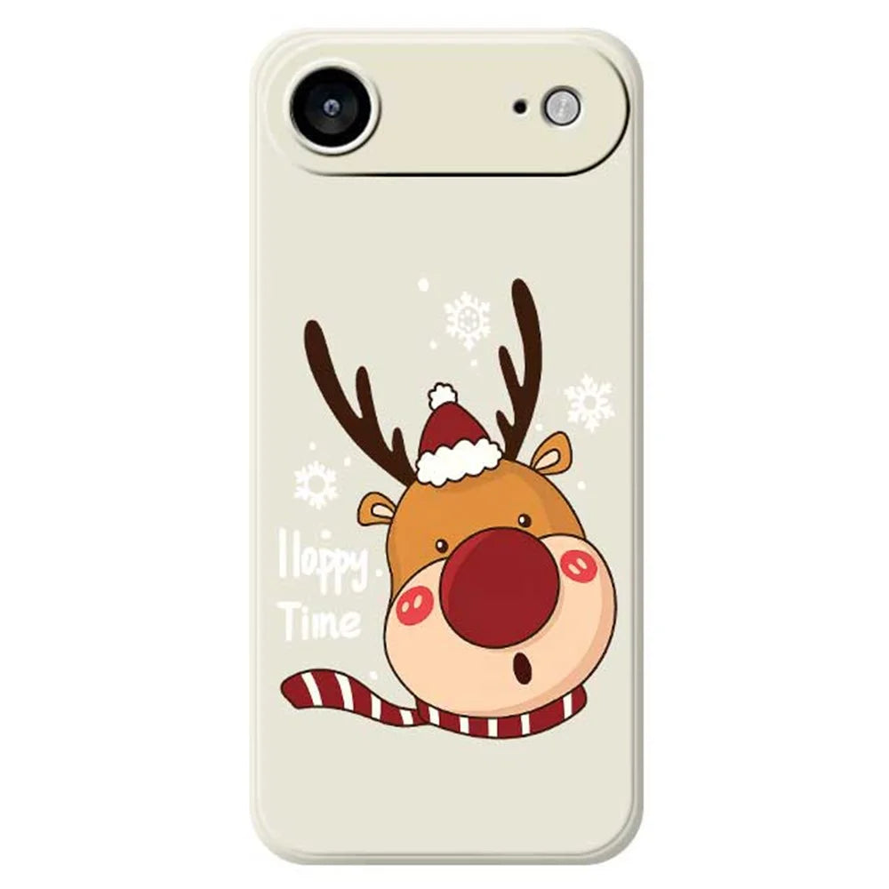 For iPhone Air Case Snowflake Deer Head Pattern Printing Straight Edge TPU Phone Back Cover - Beige - 1