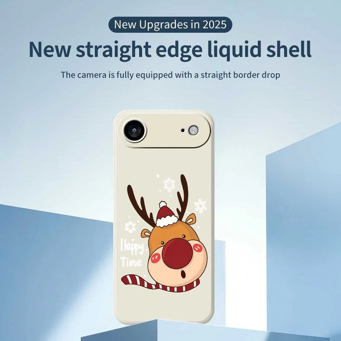 For iPhone Air Case Snowflake Deer Head Pattern Printing Straight Edge TPU Phone Back Cover - Beige - 2