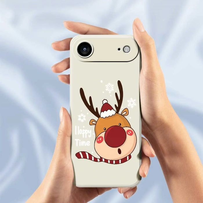 For iPhone Air Case Snowflake Deer Head Pattern Printing Straight Edge TPU Phone Back Cover - Beige - 4