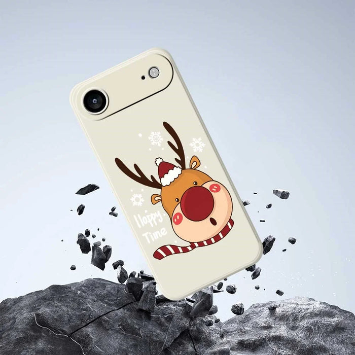 For iPhone Air Case Snowflake Deer Head Pattern Printing Straight Edge TPU Phone Back Cover - Beige - 5
