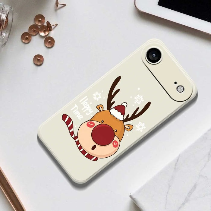 For iPhone Air Case Snowflake Deer Head Pattern Printing Straight Edge TPU Phone Back Cover - Beige - 6