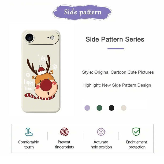 For iPhone Air Case Snowflake Deer Head Pattern Printing Straight Edge TPU Phone Back Cover - Beige - 7