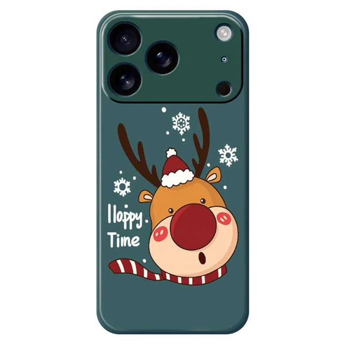 For iPhone 18 Pro Max / 17 Pro Max Case Snowflake Deer Head Pattern Printing Straight Edge TPU Phone Back Cover - Green - 1