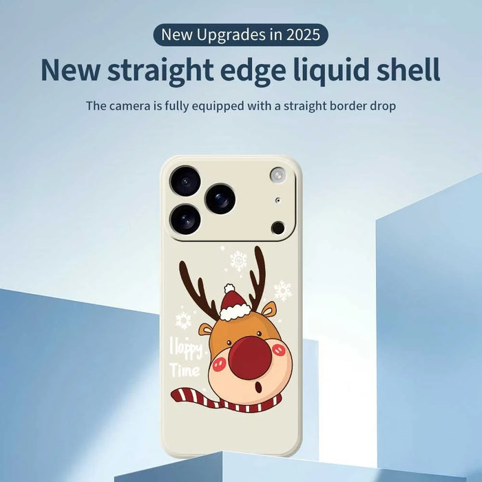 For iPhone 18 Pro Max / 17 Pro Max Case Snowflake Deer Head Pattern Printing Straight Edge TPU Phone Back Cover - Green - 2
