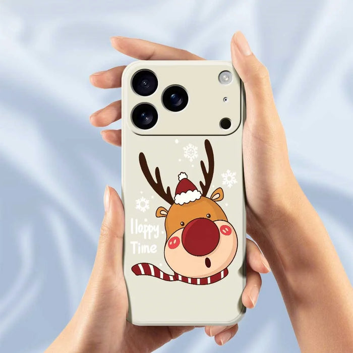 For iPhone 18 Pro Max / 17 Pro Max Case Snowflake Deer Head Pattern Printing Straight Edge TPU Phone Back Cover - Green - 4