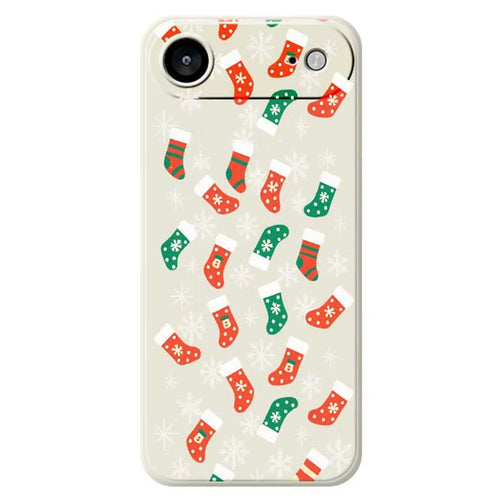 For iPhone Air Case Snowflake Socks Pattern Printing Straight Edge TPU Phone Back Cover - Beige - 1