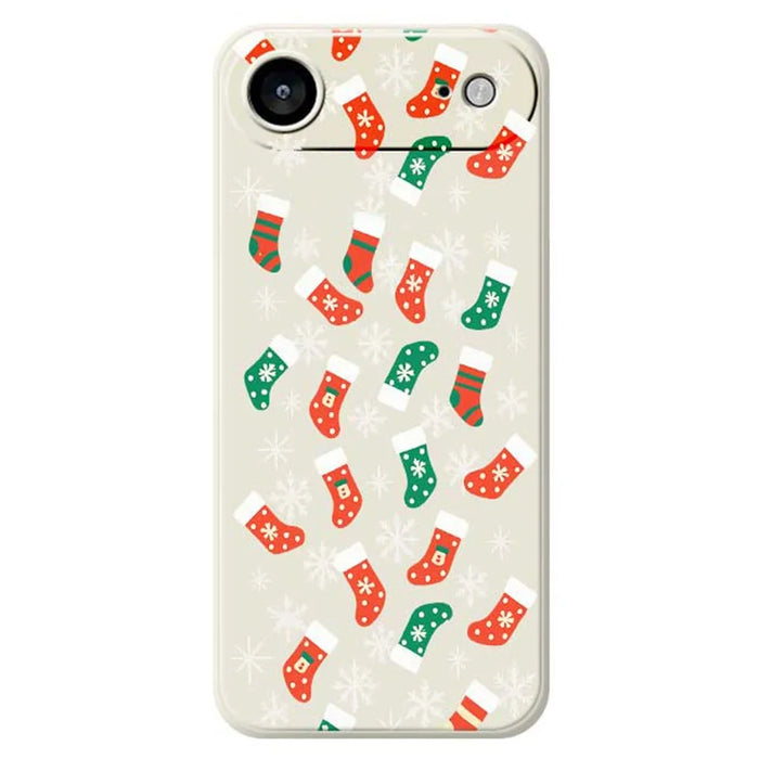 For iPhone Air Case Snowflake Socks Pattern Printing Straight Edge TPU Phone Back Cover - Beige - 1
