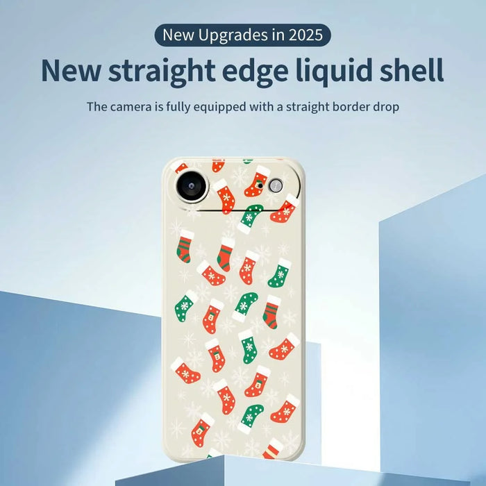 For iPhone Air Case Snowflake Socks Pattern Printing Straight Edge TPU Phone Back Cover - Beige - 2