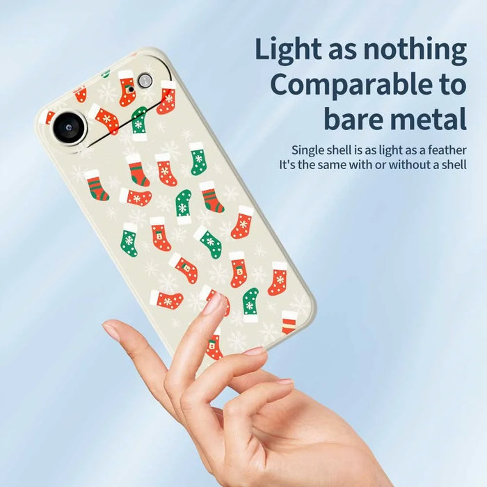 For iPhone Air Case Snowflake Socks Pattern Printing Straight Edge TPU Phone Back Cover - Beige - 3
