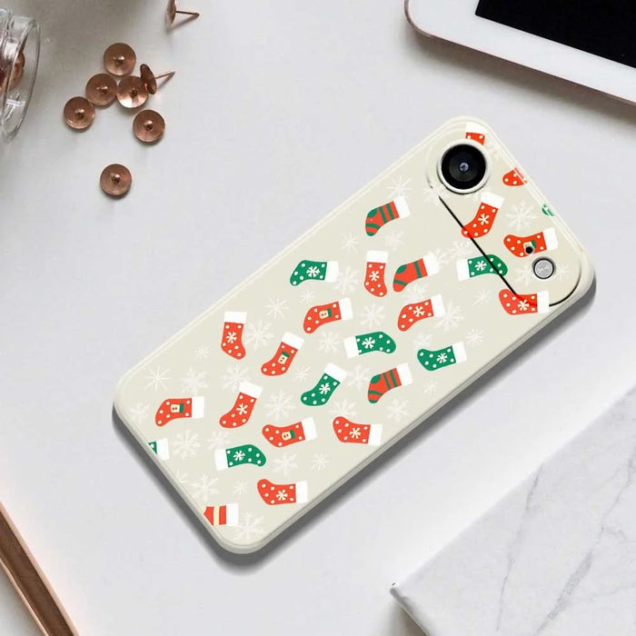 For iPhone Air Case Snowflake Socks Pattern Printing Straight Edge TPU Phone Back Cover - Beige - 6