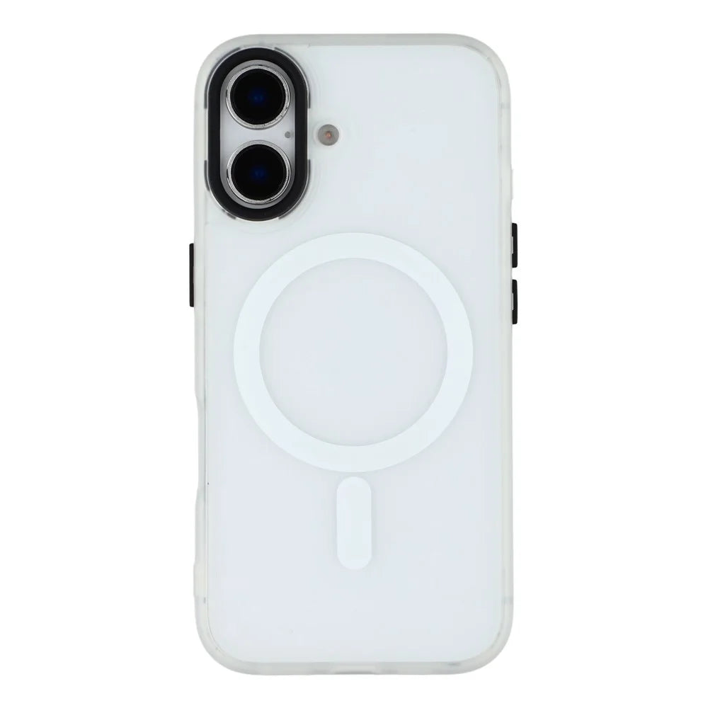 For iPhone 16 Case Compatible with MagSafe Skin-Touch PC + TPU Phone Cover - Transparent White - 3