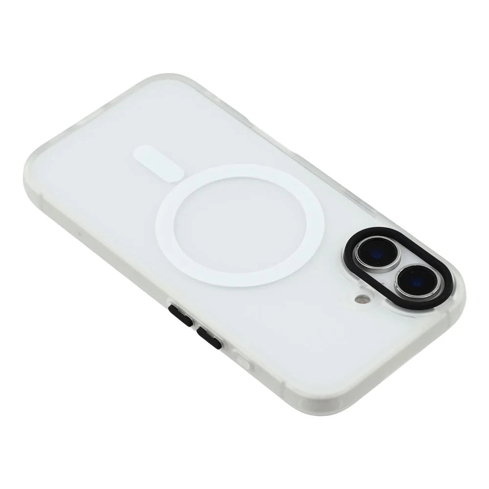 For iPhone 16 Case Compatible with MagSafe Skin-Touch PC + TPU Phone Cover - Transparent White - 5
