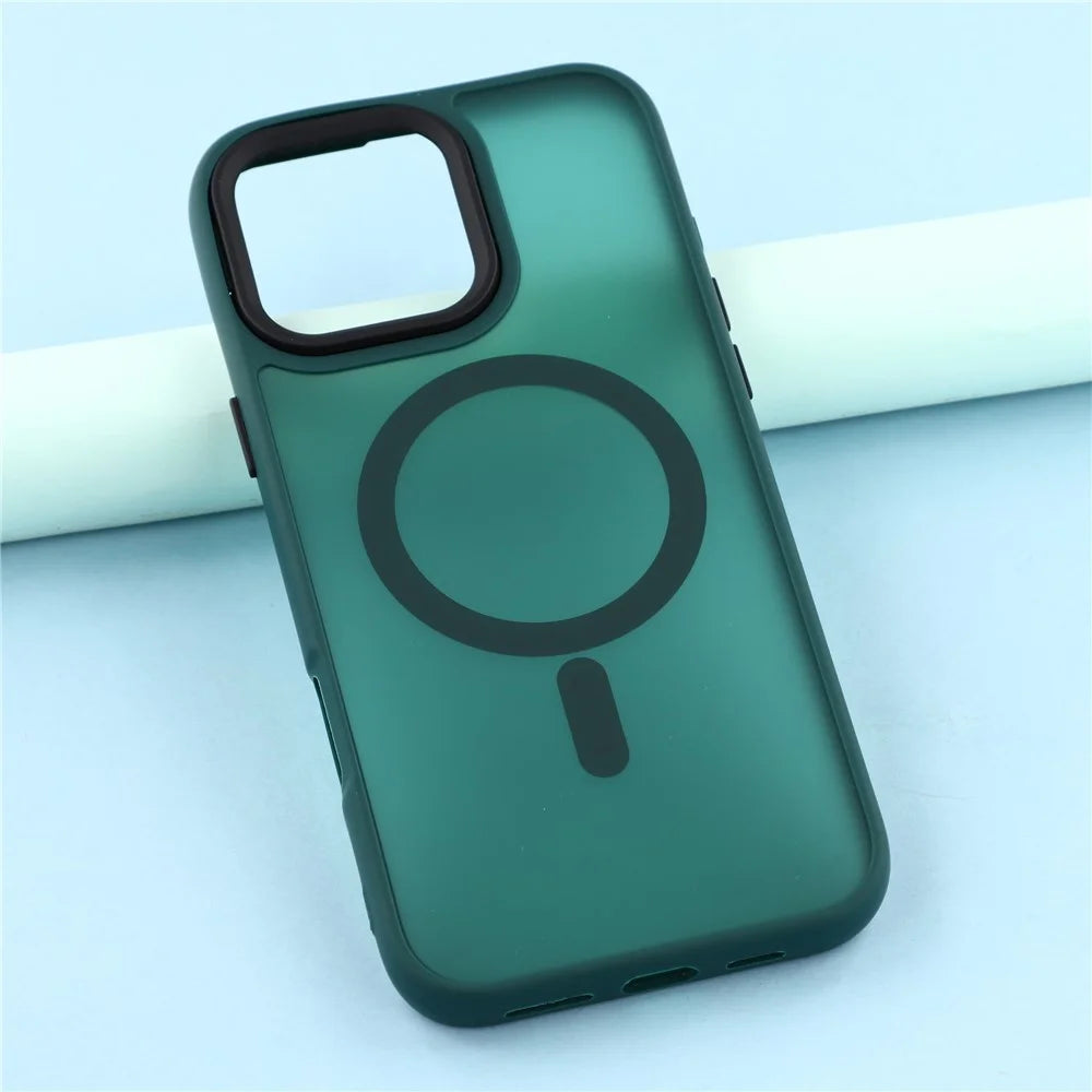 For iPhone 16 Pro Max Case Compatible with MagSafe Skin-Touch PC + TPU Phone Cover - Green - 6